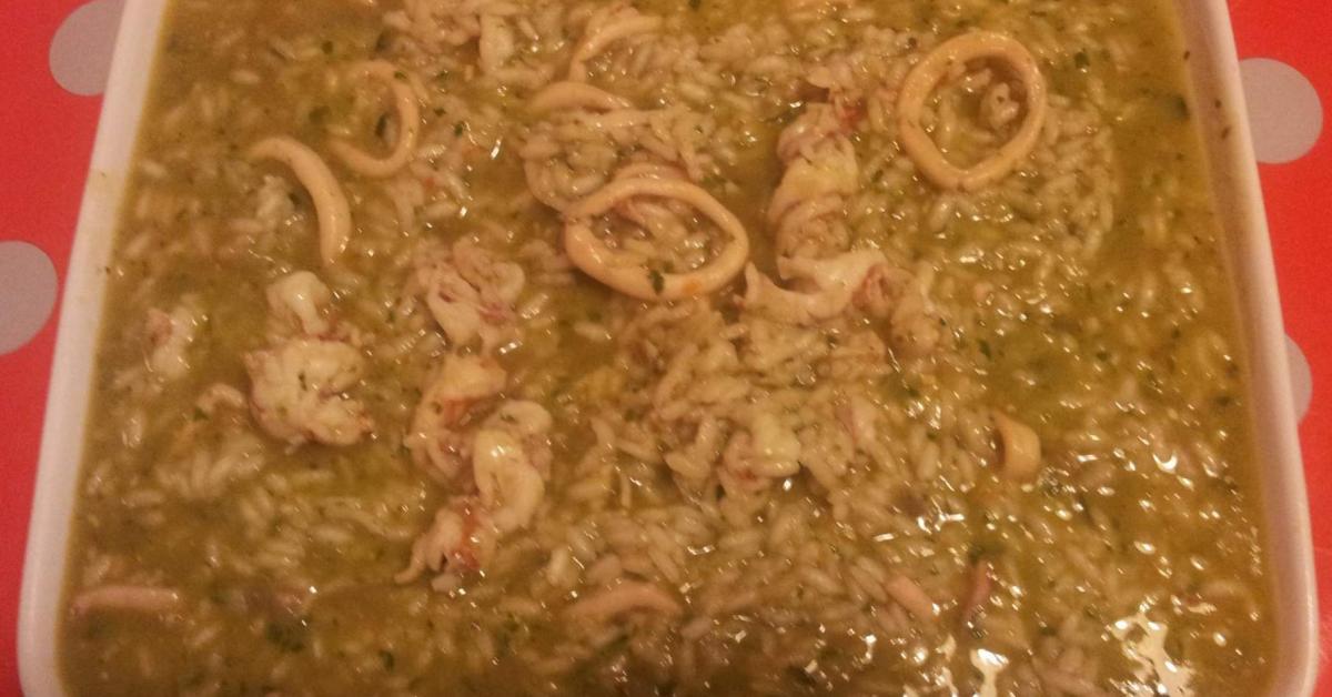 Risotto ai calamari, gamberi e pesto by lucabottazzi on www.ricettario